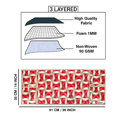 Image of Polyester 3-Layered Microwave Oven Top Cover With 4 Utility Pockets Suitable for Upto 30 Liter (Color- Red, Size-36x14 Inches)