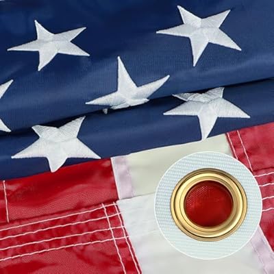 American Flag 3x5 FT American Flags for Outside | USA Flag 3 X 5 Heavy Duty Outdoor US Flags with Embroidered Stars, Sewn Stripes, Thick Spun Polyester Vivid Color UV & Fade Resistant, Brass Grommets