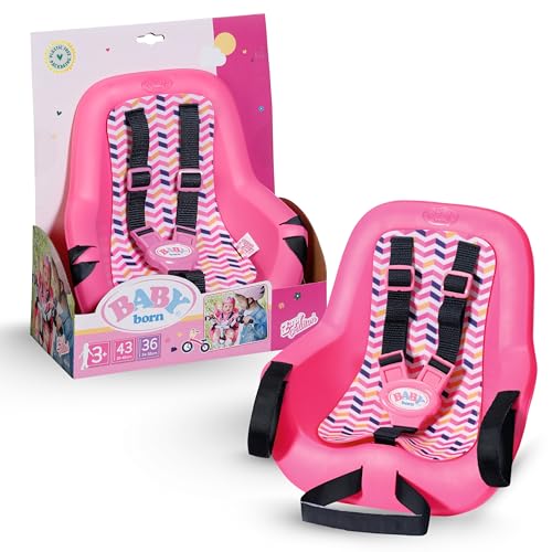 Siège vélo BABY born – Pour poupées de 36-43 cm avec système velcro et ceinture à 3 points - Accessoire de qualité pour enfants à partir de 3 ans