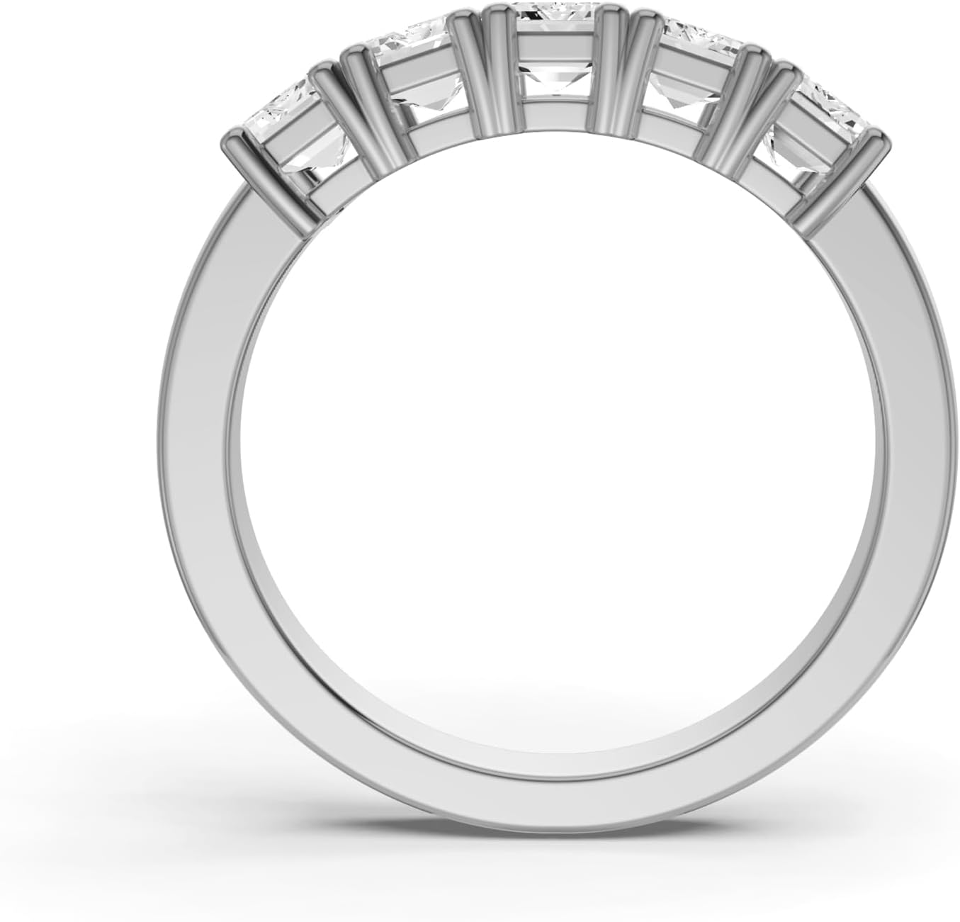 Diamond2Deal 14k Yellow or White Gold Lab Grown Diamond 5-Stone Wedding Anniversary Band Ring (D-E Color, VS Clarity) (1/2 Ct to 3 Ct)