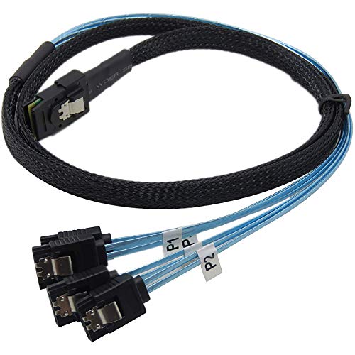 image for Mini SAS to SATA Cable (SFF-8087 to SATA Forward Breakout),3.3Feet 1m 