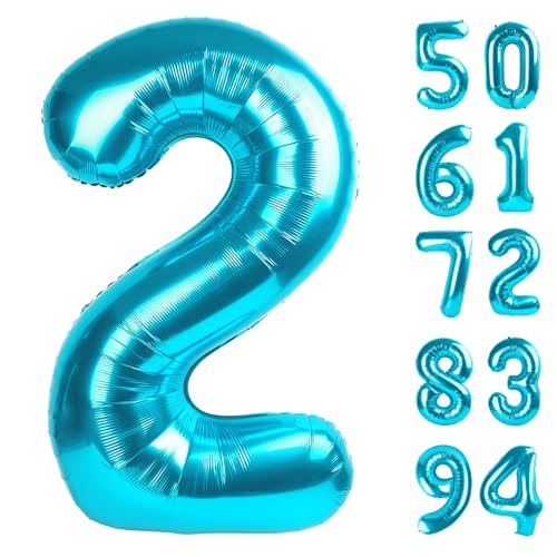 2 Balloon, Blue Number Balloons 40 Inch, 2nd Balloon Number Birthday Decorations, Two Second Birthday Party Supplies, Number 2 Balloon