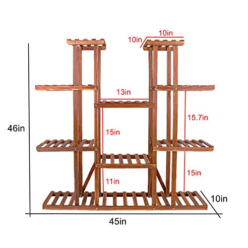 Unho Wood Potted Plant Stand: 46In Height Multitiered Flower Rack With Display Shelves Indoor Storage Holder For Patio Garden Balcony Yard Living Room Decor #TOP3