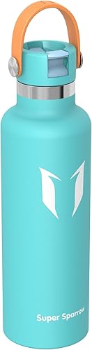 Miniatura 121 de Super Sparrow Botella de Agua Aislada - 17 Oz / 25 Oz / 34 Oz - Frasco FlipFlow de Boca Estándar - Libre de BPA, Botella a Prueba de Fugas - azul