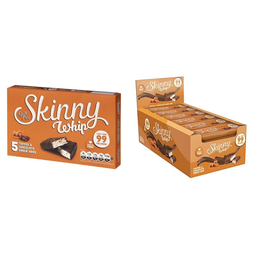 Skinny Whip Toffee & Chocolate Snack Bars 10x5x25g & Skinny Whip Toffee & Chocolate Snack Bars 24x25g
