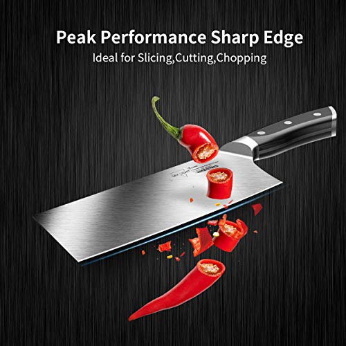 SKY LIGHT Cleaver Knife, 7 Inch Butchers Knife German High Carbon Stainless Steel Kitchen Meat Chopper Razor Shape Chef’s Knives with Ergonomic Handle