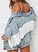 Justalwart Women's Blue Washed Denim Jacket with Fringe Trimming (S, Oversized)