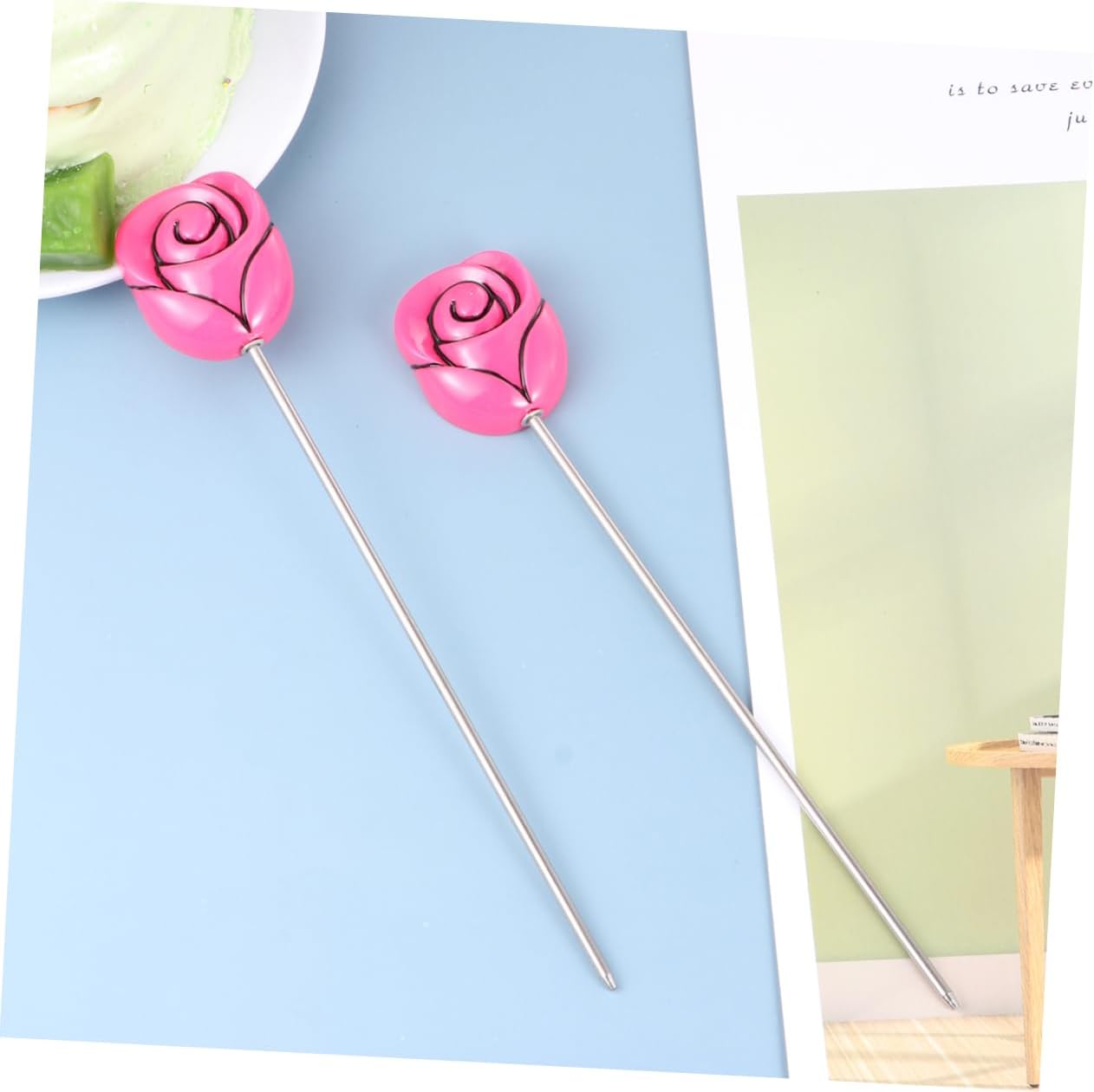 Ciieeo 2pcs Stainless Steel Cake Tester Pin Rose Head Design Baking Tool for Muffins Bread and Cakes Easy to Clean for Baking Enthusiasts