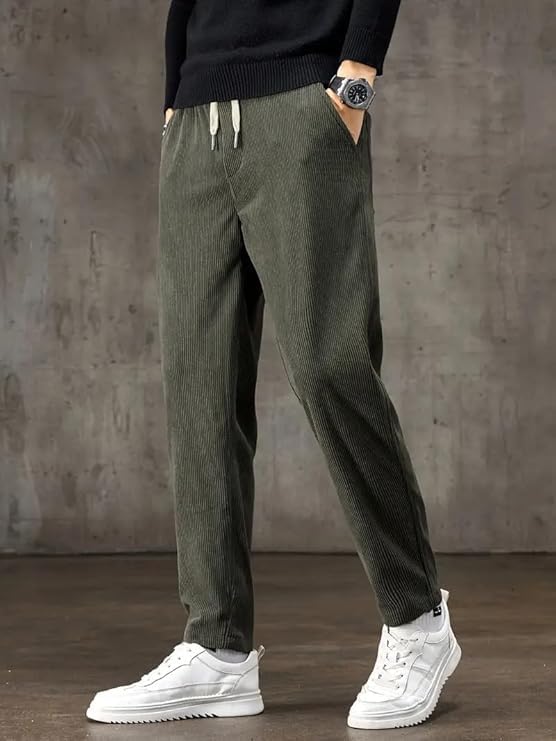 Image of NoseQueen Men's Corduroy Relaxed Fit Stretchable & Comfortable Sweatpant Trousers Pant