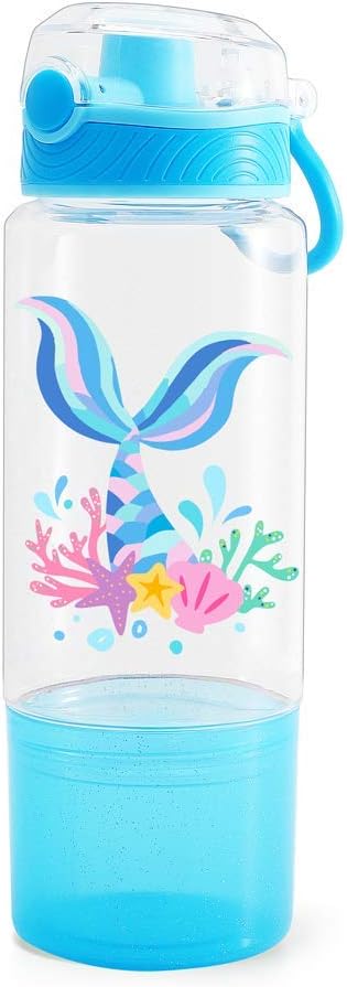 Home Tune Cute Water Bottle for School Kids Girls Cookie Container, BPA Free Tritan & Leak Proof Flip Top Lid & Easy Clean & Carry Handle, 18oz / 550ml (Mermaid)