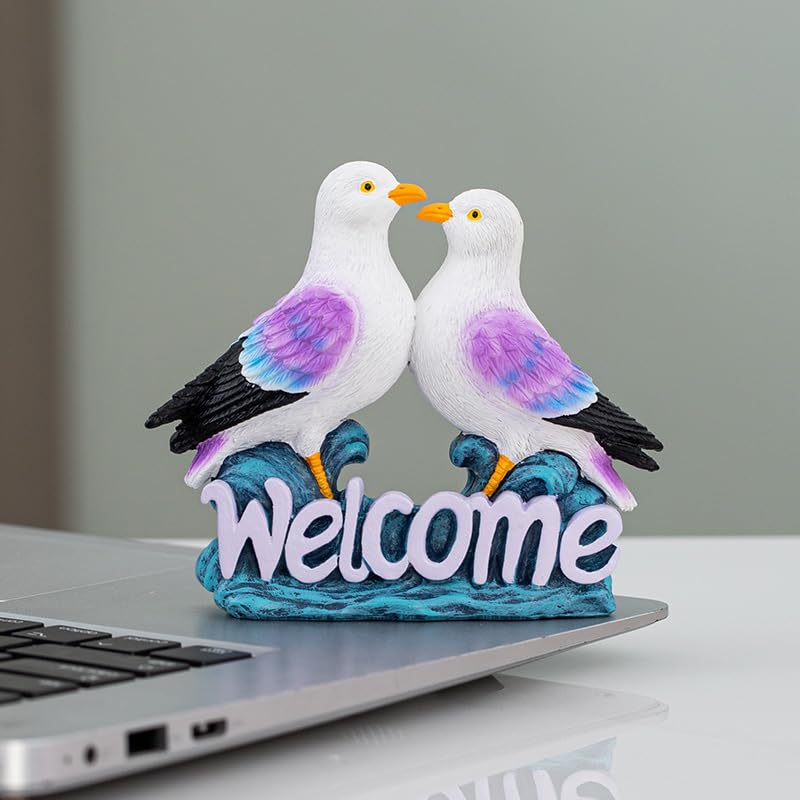 Mini estatua pareja de gaviotas para decoración miniatura 5