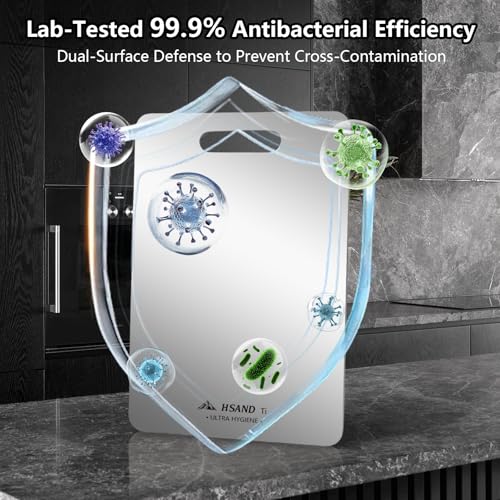 3-Pack Titanium Cutting Boards for Kitchen, Non-Slip & Double-Sided Design, 100% Pure Titanium Food-Grade Non Toxic Cutting Board, Knife-Friendly, Dishwasher Safe