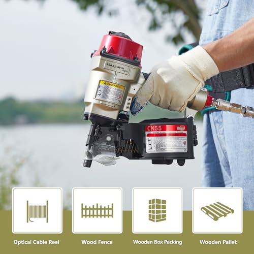 Image of Maxparts Coil Nailer CN55, 1 Inch To 2-1 /4-Inch Pneumatic Siding Nailer