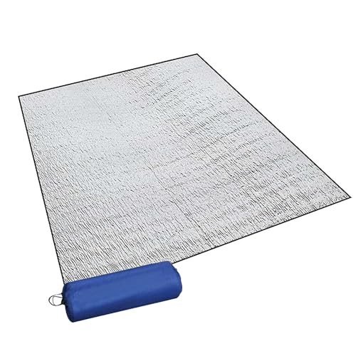 Foil Camping Mat, 200x200cm Camping Roll Mat Foam Camping Sleeping Mat, Aluminium Foil Insulation Tent Mat, Foldable Double-Sided Insulating Thermal Waterproof Ground Mat Outdoor Camping Hiking Picnic