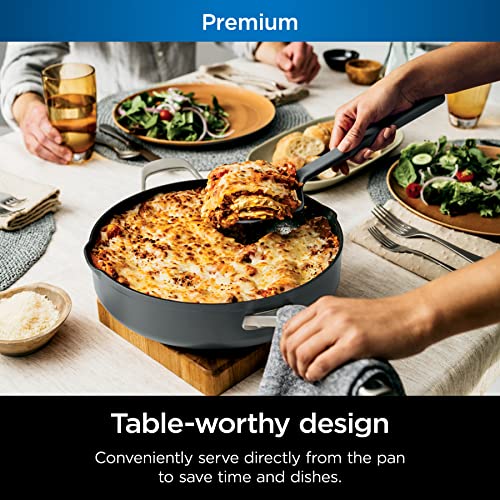 Ninja Cw102Gy Foodi Neverstick Possiblepan, Premium Set With 4-Quart Capacity Pan, Steamer/Strainer Basket, Glass Lid & Integrated Spatula, Nonstick, Durable & Oven Safe To 500°F, Sea Salt Grey #TOP7