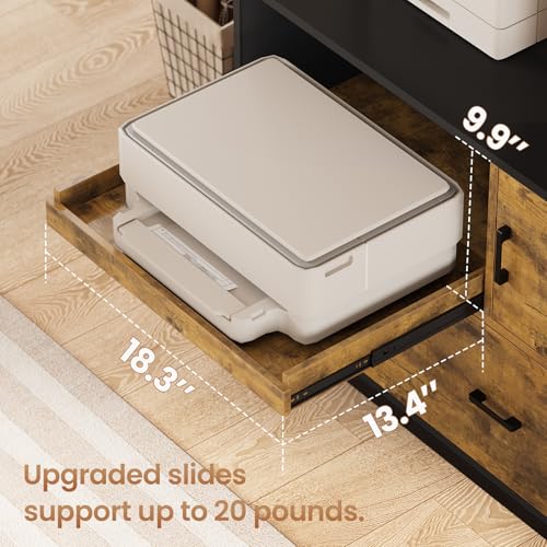 SEDETA Lockable File Cabinet with Adjustable Shelf for Home Office, Rustic Brown