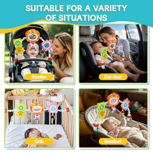 Image of Orzbow Adjustable Stroller Hanging Toys, Arch Crib Mobile with Fascinating Toys to Stimulate Baby's Senses and Develop Motor Skills, Baby Mobile for Bassinet, Car Seat & Bouncer, Lion