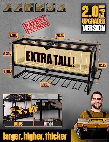 Power Tool Organizer For Tool Storage, Drill Holder Wall Mount With Charging Station, Tool Organizers And Storage Rack For Garage Organization, Heavy Duty Metal Tool Shelf With Battery Holder #TOP2