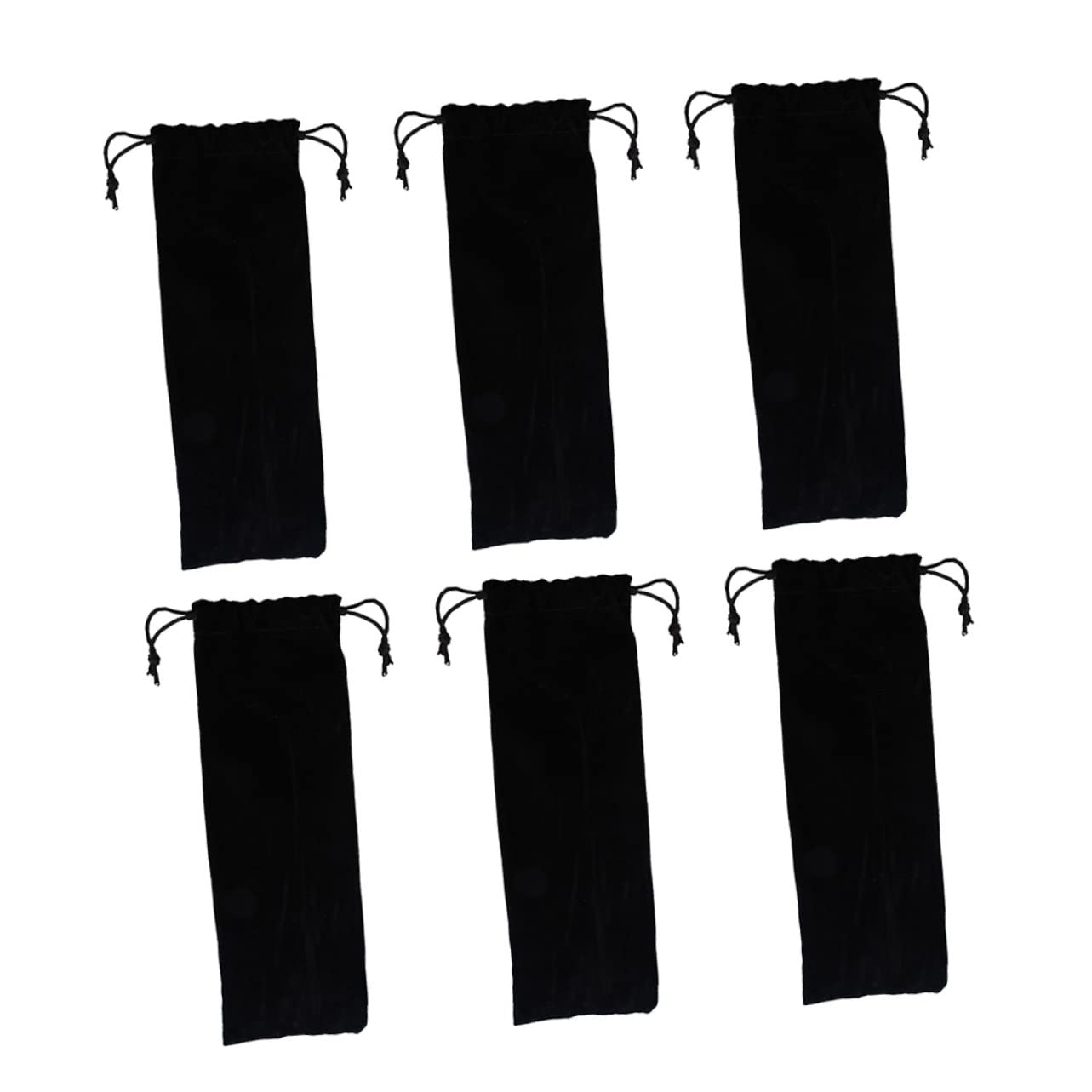 Alipis 6pcs Stainless Steel Straw Carrying Case Set Black Flannel Pouch Bag Reusable Straw Storage Bag Portable Organizer for and Outdoor