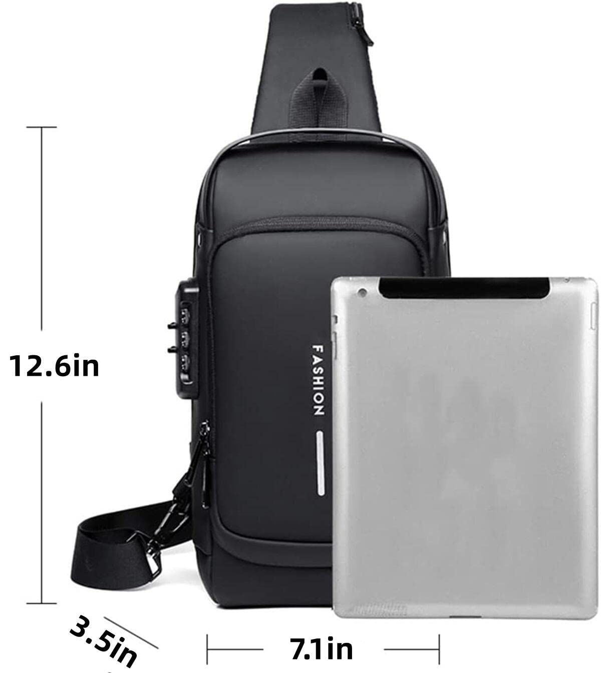 Borsa a tracolla antifurto con ricarica USB, borsa a tracolla antifurto, zaino a tracolla impermeabile, borsa a tracolla sportiva