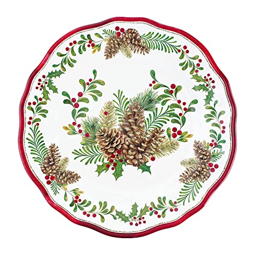 UPware 12 Piece Pinecones Melamine Dinnerware Sets, Outdoor Dishes Set, Plates and Bowls Sets, Christmas Decorations, Service for 4, Red by UP - Image 5