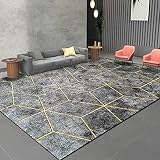 FXBZA Large Area Rugs Runner Rug Light Luxury Black and Gray Marble Metal Lines 160×280CM(5ft3 x9ft3