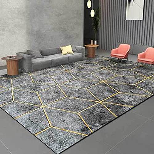 Fxbza Large Area Rugs Runner Rug Light Luxury Black And Gray Marble Metal Lines 160×280Cm(5Ft3 X9Ft3) #TOP2