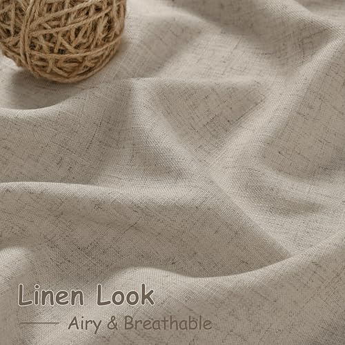 Image of Nanspring Cobblestone Linen Curtains 84 Inches Long for Living Room Light Filtering Semi Sheer Curtain Back Tab and Rod Pocket Modern Farmhouse Decor Elegant Drapes for Bedroom 52x84, 2 Panels