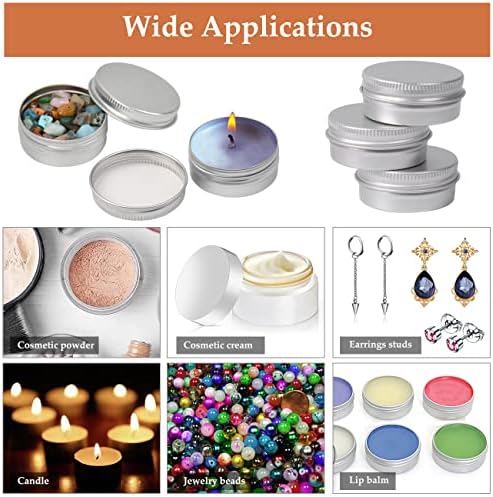 Aluminum Tin Jars, 30PCS Aluminium Empty Containers 15ml Round Cosmetic Tin Jars Travel Cream Jars with Labels and Mini Spatula for Lip Balm, Lotion, Cream, Masks, Mini Candles, Cosmetics (Silver)
