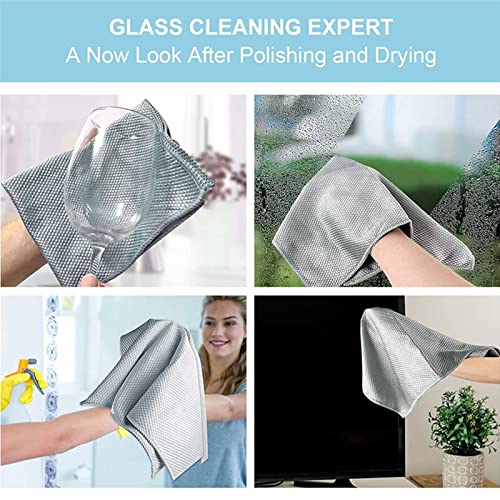 Yanmide Cleaning Cloths - Nanoscale Streak Free Miracle Cleaning Cloths - Reusable Lint Free Fish Scale Cloth, For Dishes, Windows, Glass, Stainless Steel (10, 11.81 * 15.75Inch) #TOP4