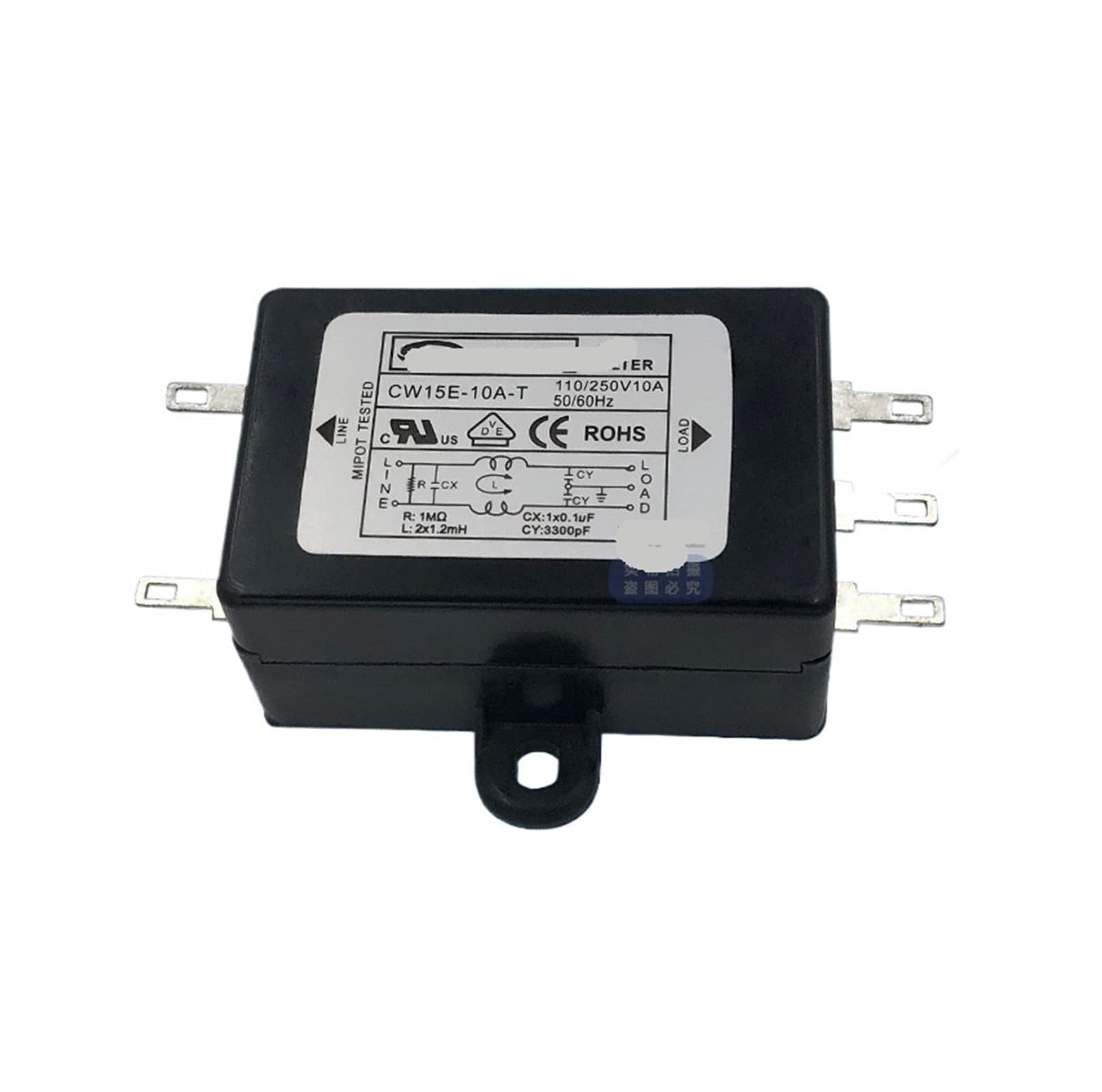 WBBAYDRFR CW1B 3 6 10A Anti-Interference Power Filter 15E AC 220V Single Phase T(CW15E-10A-T)