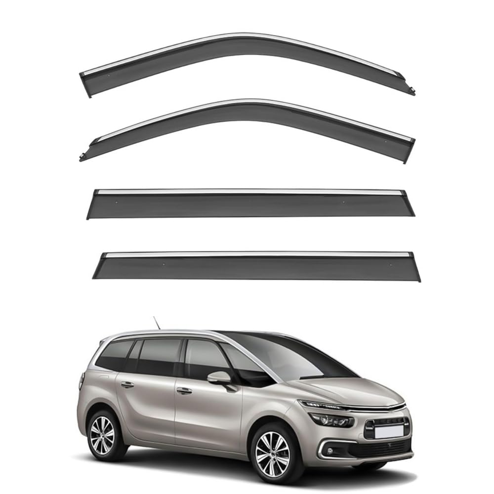 QOEMRHELT 4pc Set In-Channel Wind Deflectors, for Grand C4 Picasso (7-seat) 2013-2018 Window Visors Rain Guards Vent Visors Rain & Sun Protection,Car Accessories