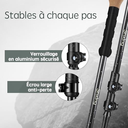 Bâtons de randonnée en carbone réglables pour sécuriser vos appuis - 5