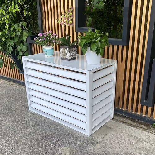 Aluminum Air Conditioner & Heat Pump Cover - Outdoor Privacy Fence Screen, Weather-Resistant Plant Shelf Storage Solution, AC Unit Protection Accessory