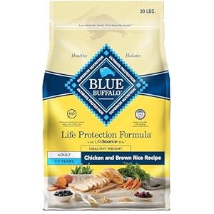 Blue Buffalo Life Protection Formula Healthy Weight Adult Dry Dog Food, Supports an Ideal Weight, Made with Natural Ingredients, Chicken & Brown Rice Recipe, 30-lb Bag