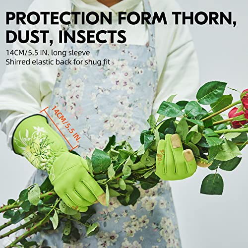 Vgo... 1-Pair Ladies' Synthetic Leather Gardening Gloves, Long Sleeves Gauntlet, Breathable & Grip Work Gloves, High Dexterity, Washable (Size M, Green, Sl7445) #TOP3