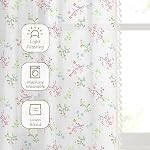 Floral Curtains Farmhouse Curtains for Living Room 63 Inch Length Linen Flower Patterned Curtain Rod Pocket Bedroom Drapes with Tassel, 2 Panels