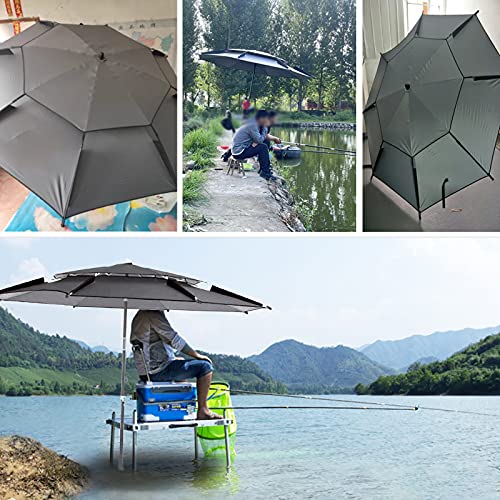 Parasol jardín contra quemaduras solares, paraguas inclinable gris impermeable 7