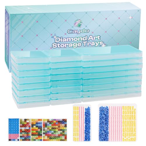 Image of Caydo 40 PCS Diamond Painting Storage Containers Trays wit Lids, 3 Size