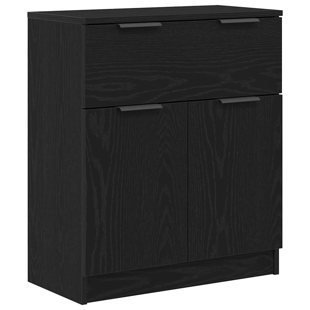 Credenza nera effetto rovere, 60 x 30 x 70 cm, comò