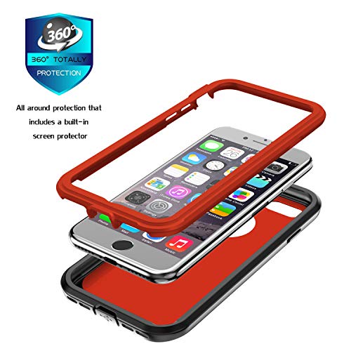 Impactstrong Iphone 7/8 Case, Ultra Protective Case With Built-In Clear Screen Protector Full Body Cover For Iphone 7 2016 /Iphone 8 2017 (Red) #TOP2