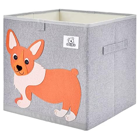 CLCROBD Foldable Animal Cube Storage Bins Fabric Toy Box/Chest/Organizer for Toddler/Kids Nursery, Playroom, 13 inch (Dog) Cover