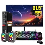 Lenovo ThinkCentre M910q Tiny Desktop Computer Mini PC, 21.5' FHD Monitor, RGB Speakers, Core i5-6500 3.2GHz up to 3.6GHz,512GB SSD, 16GB DDR4 RAM, Keyboard and Mouse,Windows 10 Pro (Renewed)