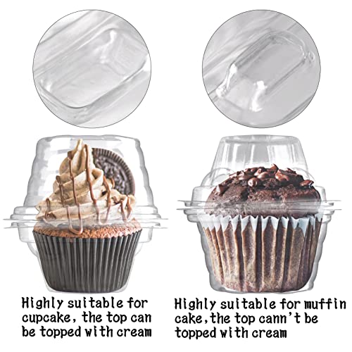 Nplux 100 Pack Individual Cupcake Containers Plastic Cupcake Boxes Cupcake Holders Stackable Deep Dome Cupcake Carrier #TOP3