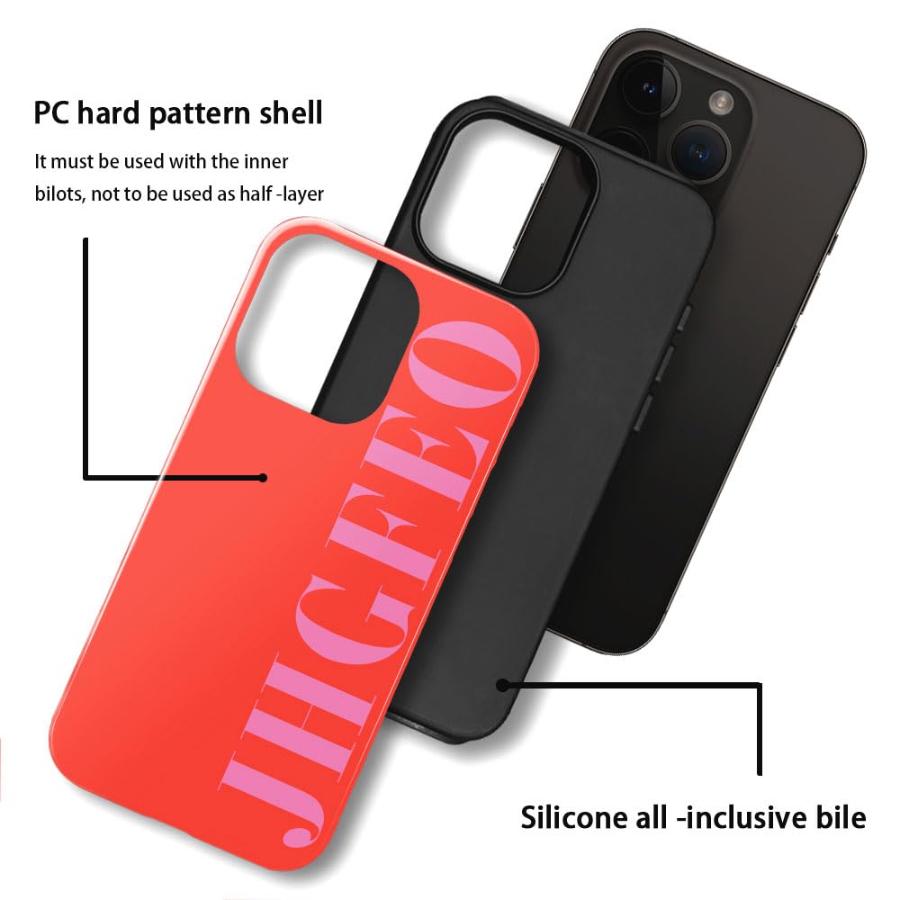 Funda personalizada personalizada con monograma inicial rosa 014 diseño para iPhone 16 Pro Max 15 14 12 13 11 Plus, funda rígida híbrida brillante de 2 capas a prueba de golpes, para niñas y