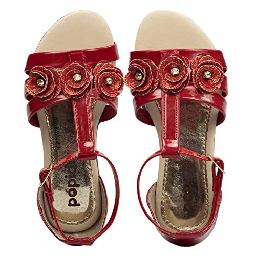 Sandália Infantil Menina Feminino Salto Boneca Flor 72 (29, Vermelho)