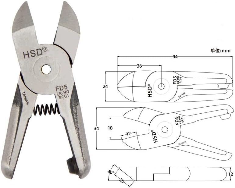 Pneumatic Air Nippers Scissors Head Blade, Air Plastic Cutting Pliers Head F5 F5S FD5 F5CT F5CTL F5LS F2504 For HS-20 Body(FD5)