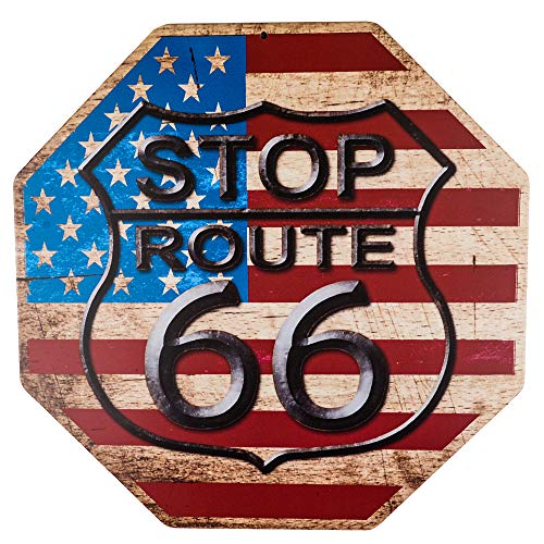 dojune - Deko-Schilder Stop The Mother Road Route 66, lustiges Metallschild Cover