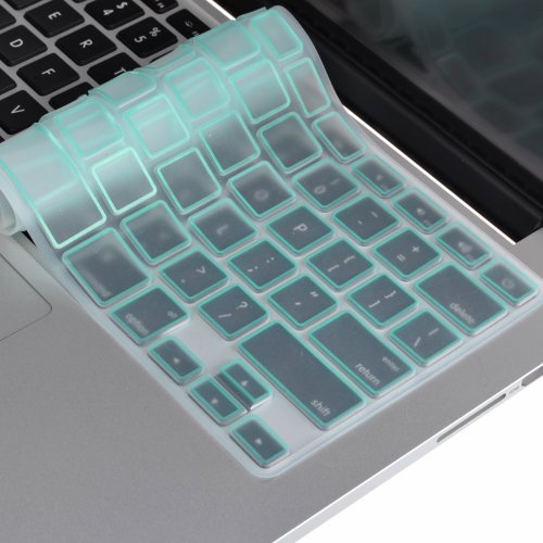 TopCase New Arrival Silicone Keyboard Cover Skin for Macbook Unibody Whtie 13-Inch / Macbook Pro Aluminum Unibody 13, 15, 17-Inch with or without Retina Display / Macbook Air 13-Inch / Old Macbook White 13-Inch / Wireless Keyboard with TopCase Mouse Pad (Metallic Hot Blue/ Turquoise)