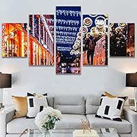 SIGNWIN 5 Panel Canvas Wall Art Street View for Home Decorations Ready to Hang - 60